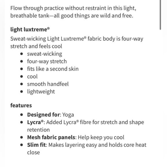 Lululemon Wild And Free Tank sz 4 Shocking Blue great pre owned condition mesh - Picture 11 of 11